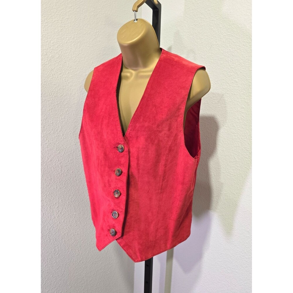Womens Fitted Red Suede Leather Vest Size Small Western Equestrian Cowgirl Indie